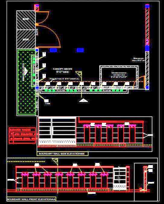 Residential Boundary Wall & Gate Design in AutoCAD DWG